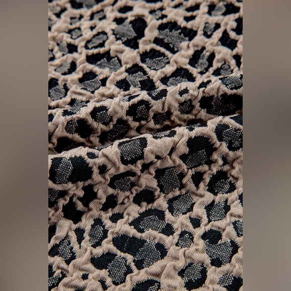 Khaki Animal Print Ruffle Sleeve Back Button Top - Picture 9 of 14